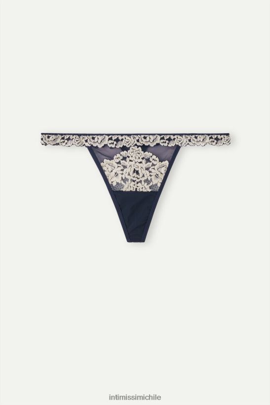Intimissimi tanga con bonitas flores y tiras laterales mujer 347i-azul profundo/vainilla ropa interior L4BXFJ944