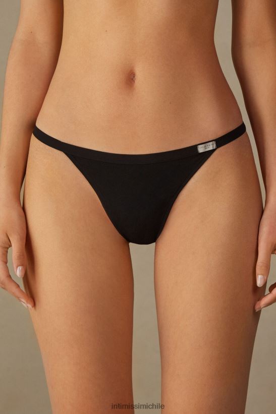 Intimissimi tanga de algodón con tiras laterales mujer 019-negro ropa interior L4BXFJ1021
