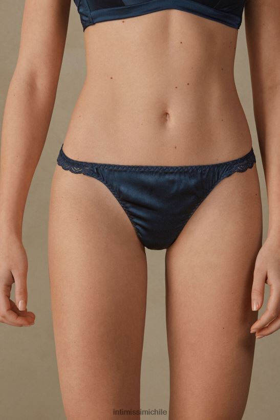 Intimissimi tanga de seda y encaje mujer 1467-azul intenso ropa interior L4BXFJ1050
