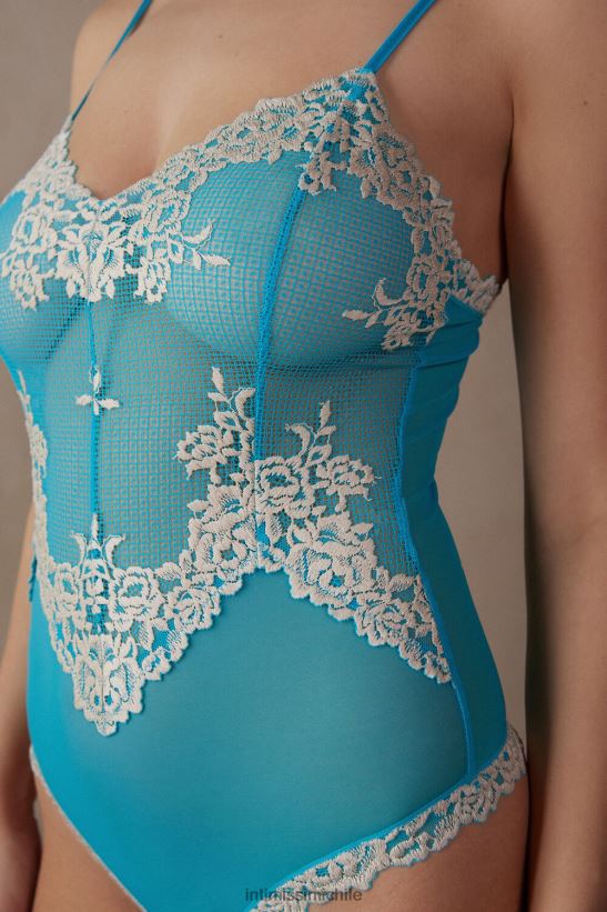 Intimissimi body de encaje y tul con bonitas flores mujer 233j-digital turquesa/marfil vestir L4BXFJ1218