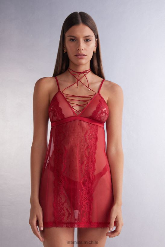 Intimissimi Babydoll de encaje y tul de Sinful Fantasies mujer 9888-lacre rojo vestir L4BXFJ1212