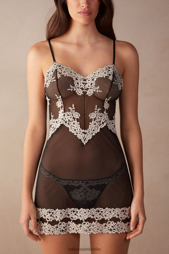 Intimissimi babydoll de flores bonitas mujer 9887-negro/marfil vestir L4BXFJ1248