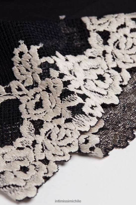 Intimissimi combinación de modal con bonitas flores mujer 9887-negro/marfil vestir L4BXFJ1242