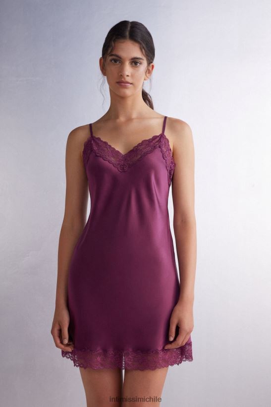 Intimissimi combinación de seda con detalle de encaje mujer 345j-vino morado vestir L4BXFJ1201