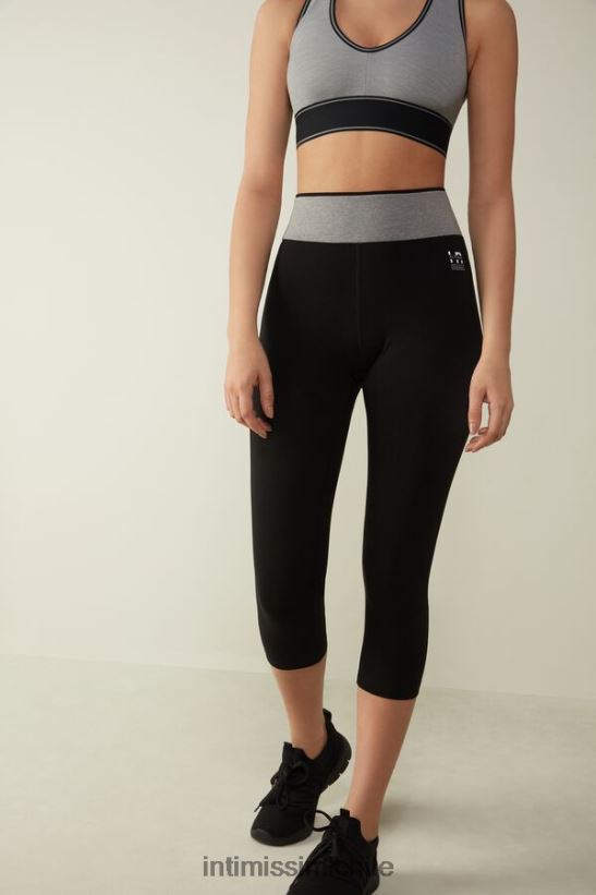 Intimissimi leggings capri de algodón orgánico elástico in action mujer 731i-negro/gris medio melange vestir L4BXFJ1397
