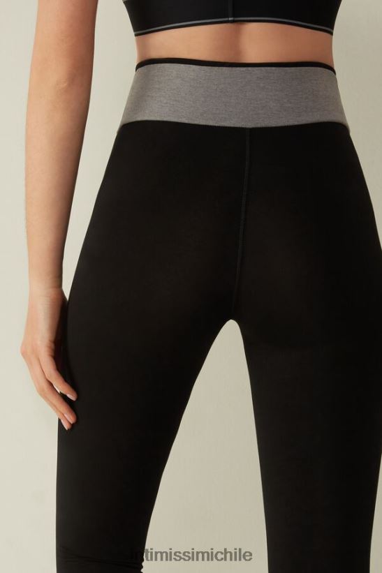 Intimissimi leggings de algodón orgánico elástico in action mujer 731i-negro/gris medio melange vestir L4BXFJ1398