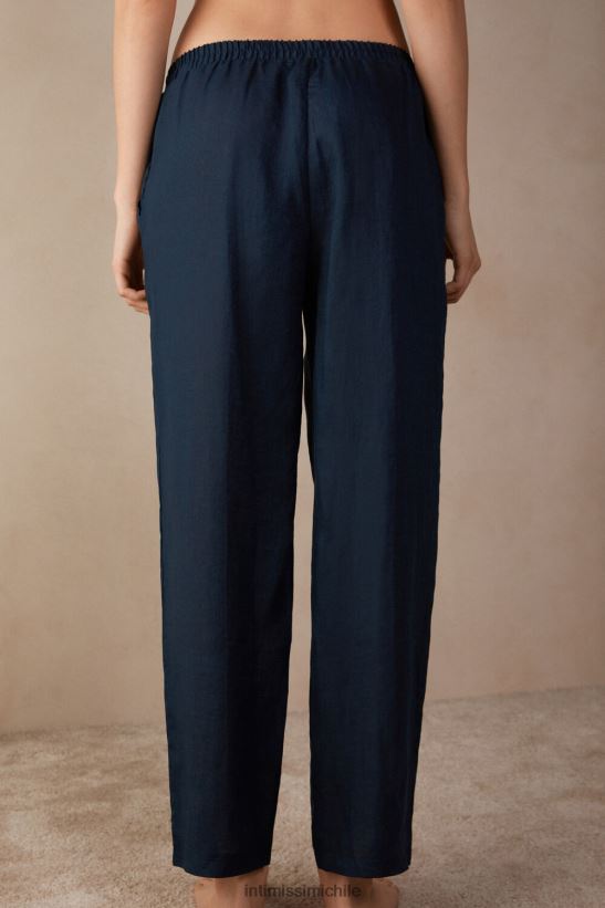 Intimissimi pantalones de lino de tejido liso mujer 243j-azul marinero vestir L4BXFJ1298