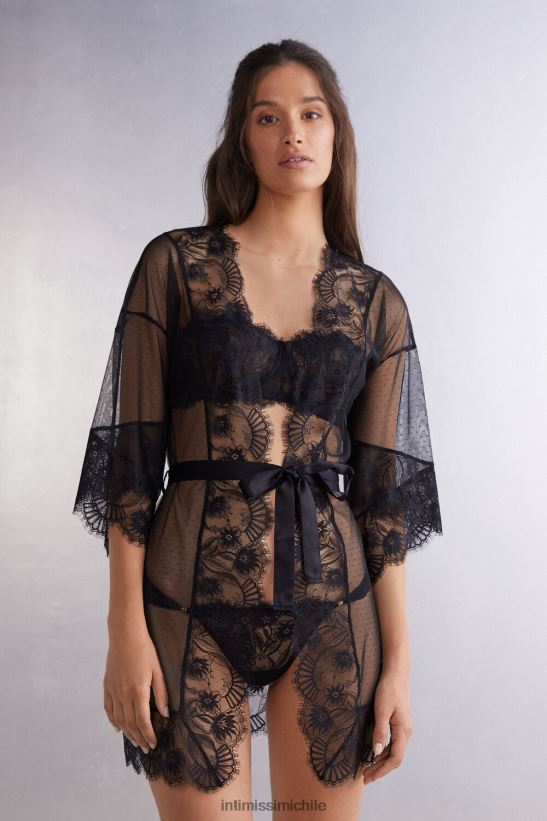 Intimissimi Sensual bata de flores plumetis tul y encaje mujer 019-negro vestir L4BXFJ1498