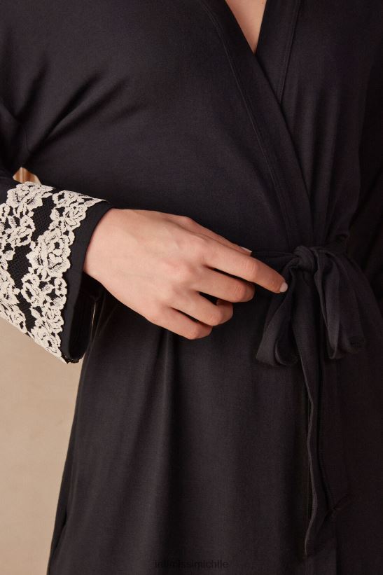 Intimissimi bata de modal flores bonitas mujer 9887-negro/marfil vestir L4BXFJ1644