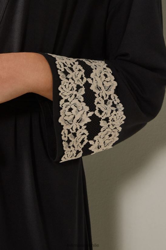 Intimissimi bata de modal flores bonitas mujer 9887-negro/marfil vestir L4BXFJ1644