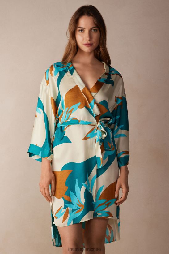 Intimissimi kimono de raso de viscosa summer vibes mujer 241j-estampado de vibraciones de verano vestir L4BXFJ1523