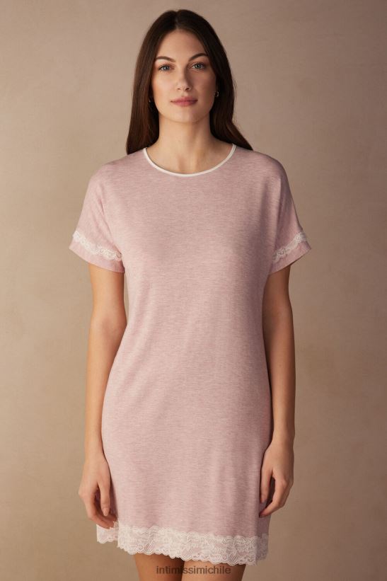 Intimissimi camisón de manga corta con detalles de encaje mujer 008j-rosa claro melange vestir L4BXFJ1542