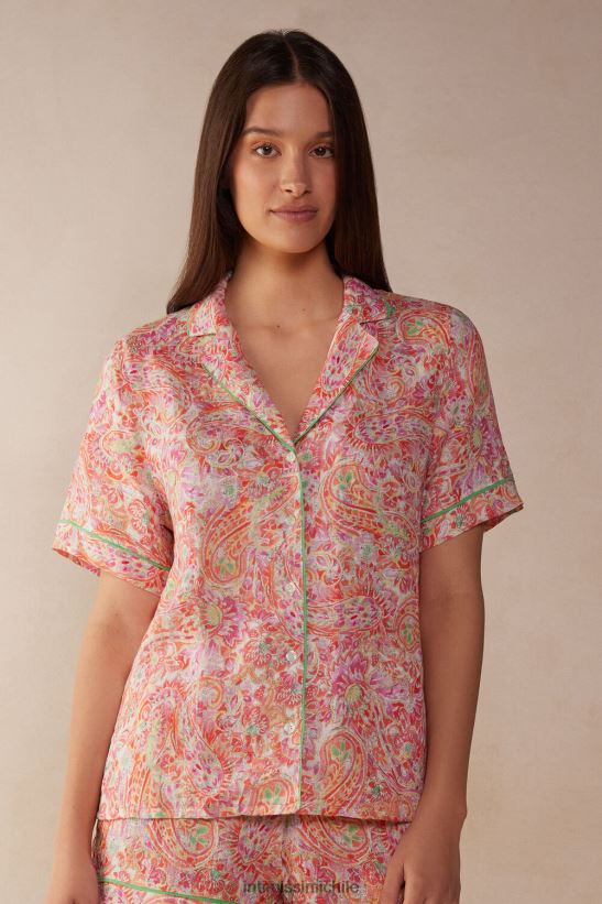 Intimissimi camisa de lino de manga corta de viaje de verano mujer Estampado de cachemira de verano 240j. vestir L4BXFJ1512
