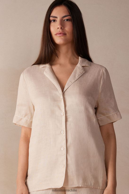 Intimissimi camisa de manga corta de noche de yate mujer 913i-cuerda beige vestir L4BXFJ1530