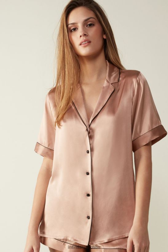 Intimissimi camisa de satén de manga corta con ribete en contraste mujer 163i-rosa satinado vestir L4BXFJ1645