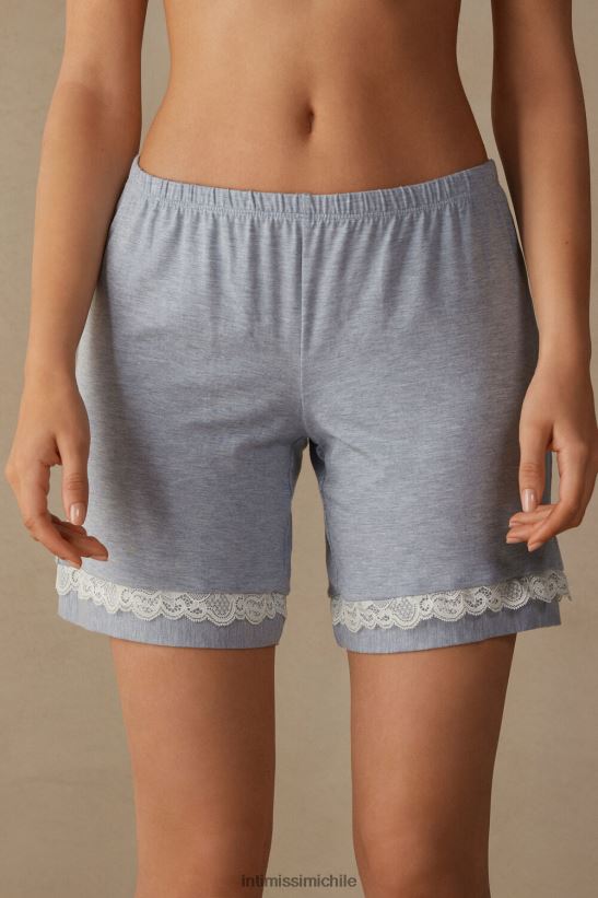 Intimissimi shorts de modal con detalles de encaje mujer 009j-azul claro melange vestir L4BXFJ1635