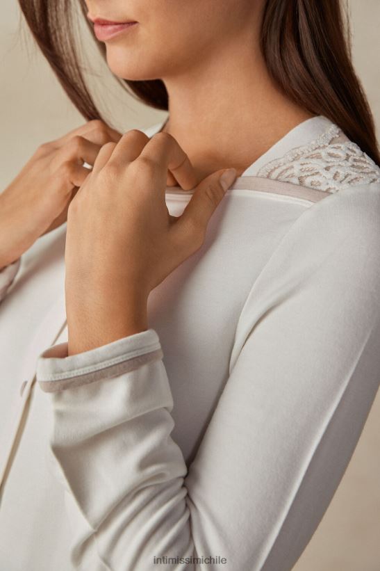Intimissimi Modal de dormitorio romántico con top de lana con botones. mujer 157j-blanco polvo/rosa antiguo vestir L4BXFJ1589