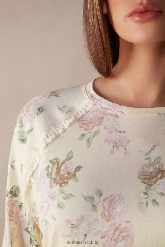Intimissimi aroma de rosas top de algodón de manga larga mujer 205j-estampado aroma de rosas vestir L4BXFJ1549
