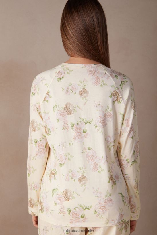 Intimissimi aroma de rosas top de algodón de manga larga mujer 205j-estampado aroma de rosas vestir L4BXFJ1549