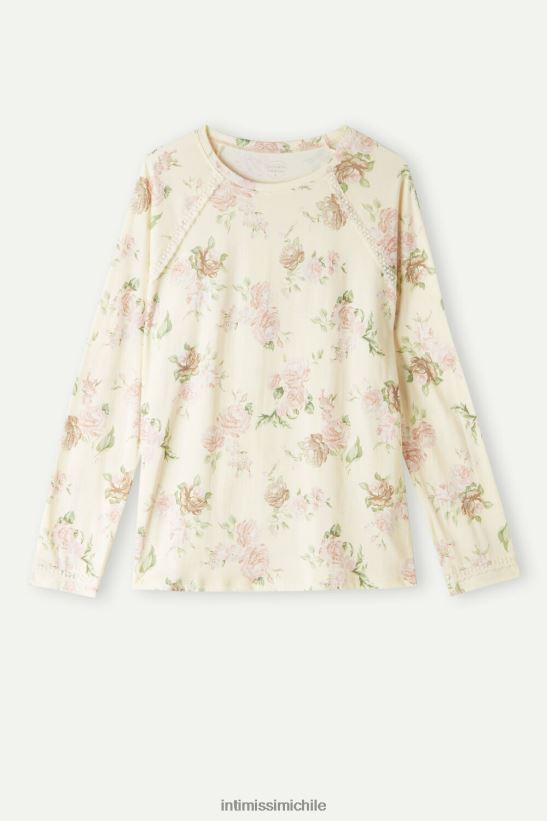Intimissimi aroma de rosas top de algodón de manga larga mujer 205j-estampado aroma de rosas vestir L4BXFJ1549