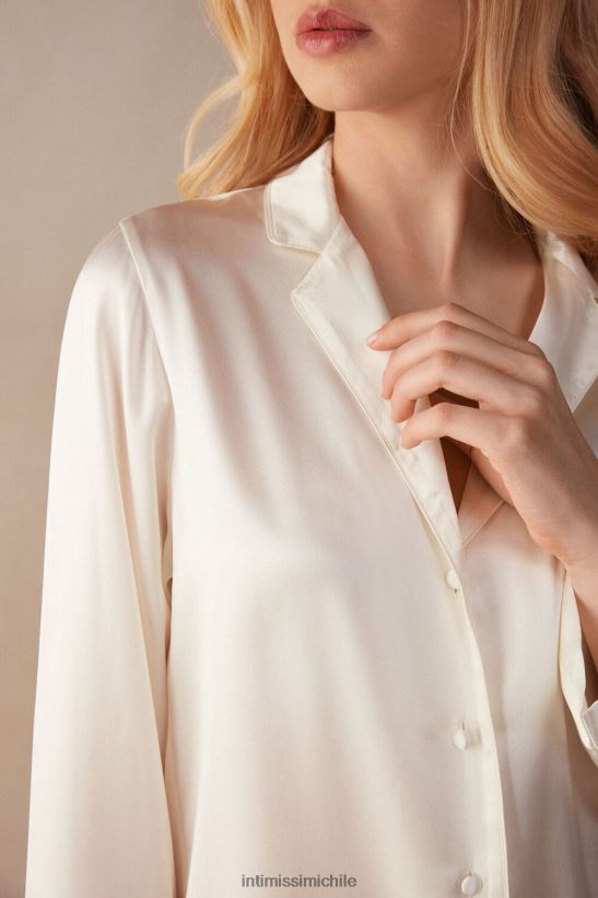 Intimissimi chaqueta de corte masculino en raso de seda mujer 2127-blanco polvo vestir L4BXFJ1668