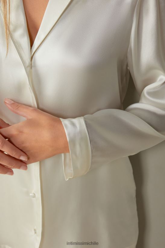 Intimissimi chaqueta de corte masculino en raso de seda mujer 2127-blanco polvo vestir L4BXFJ1668