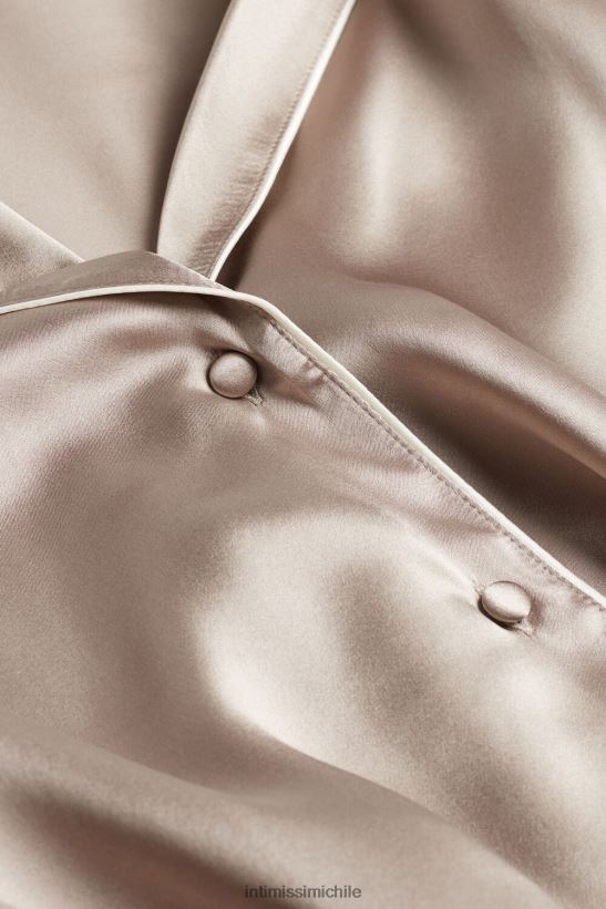 Intimissimi chaqueta de corte masculino en raso de seda mujer 651i-beige polvo vestir L4BXFJ1648