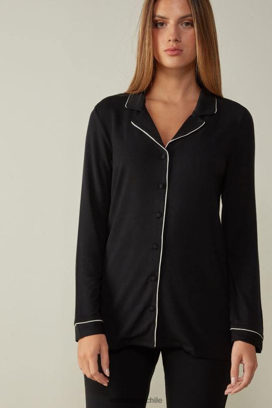 Intimissimi chaqueta micromodal de manga larga mujer 019-negro vestir L4BXFJ1670