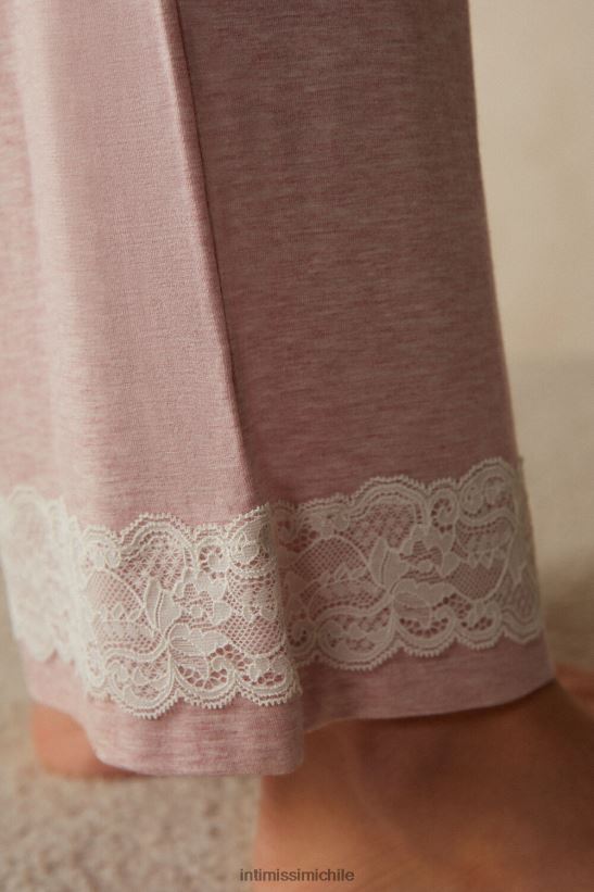 Intimissimi pantalones largos de modal con detalles de encaje mujer 008j-rosa claro melange vestir L4BXFJ1580
