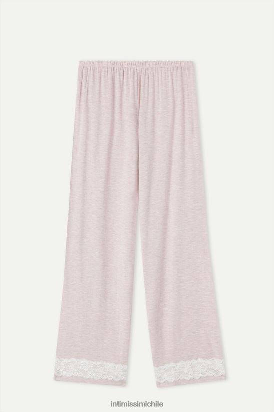 Intimissimi pantalones largos de modal con detalles de encaje mujer 008j-rosa claro melange vestir L4BXFJ1580