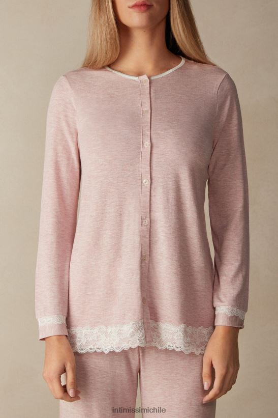 Intimissimi top con botones de modal y encaje mujer 008j-rosa claro melange vestir L4BXFJ1579