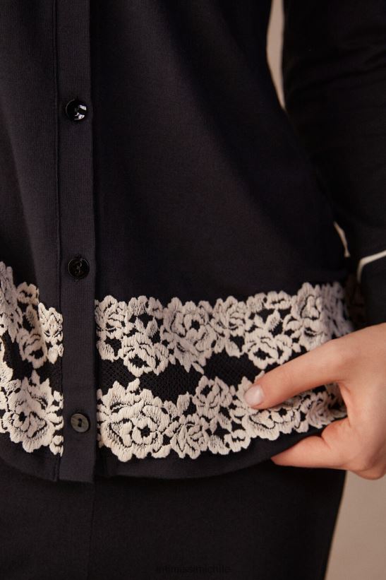 Intimissimi top de modal con botones y bonitas flores mujer 9887-negro/marfil vestir L4BXFJ1654