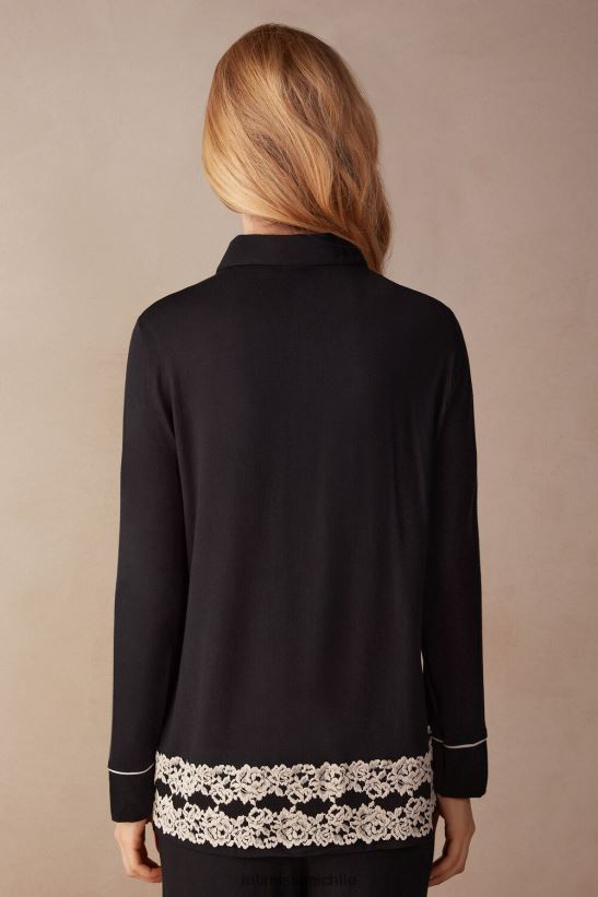 Intimissimi top de modal con botones y bonitas flores mujer 9887-negro/marfil vestir L4BXFJ1654