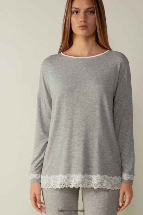 Intimissimi top de modal con cuello redondo y manga larga mujer 031-mezcla gris claro vestir L4BXFJ1677