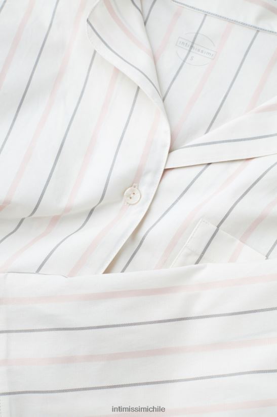 Intimissimi top suave de primavera con botones de manga larga mujer 225j-crudo beige/rayas rosas vestir L4BXFJ1553