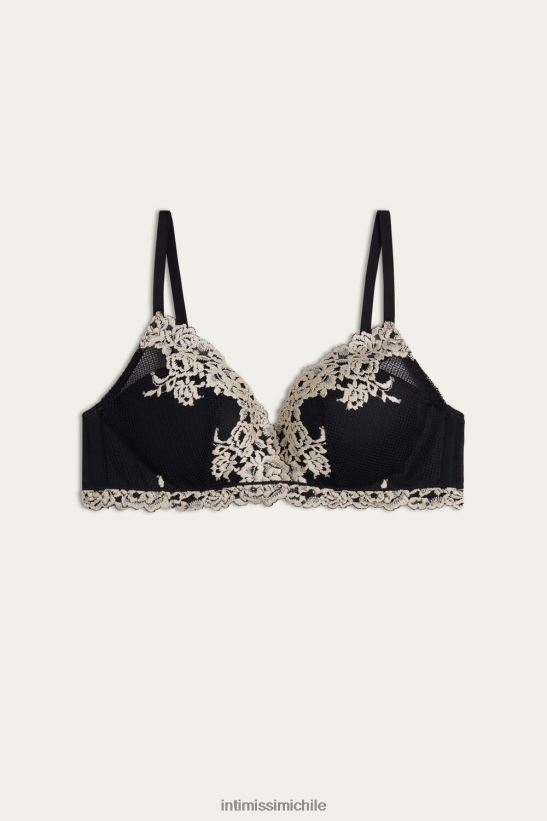 Intimissimi sujetador push-up fabiola flores bonitas mujer 9887-negro/marfil ropa interior L4BXFJ750