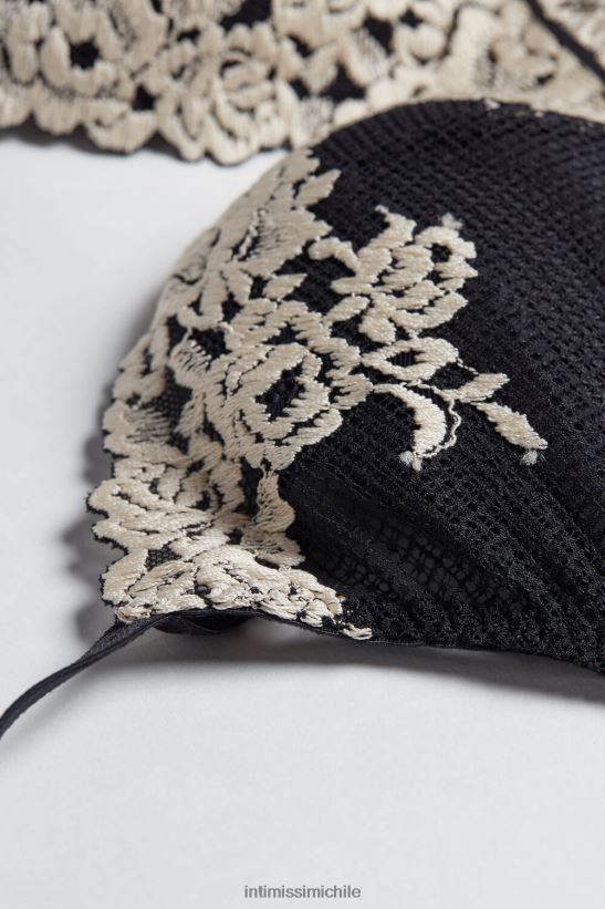 Intimissimi sujetador push-up fabiola flores bonitas mujer 9887-negro/marfil ropa interior L4BXFJ750