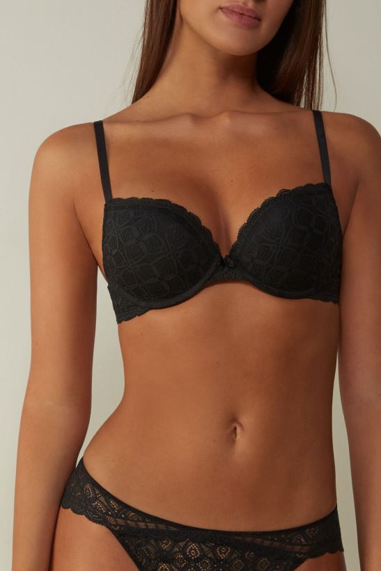 Intimissimi sujetador súper push-up de encaje elettra mujer 019-negro ropa interior L4BXFJ673