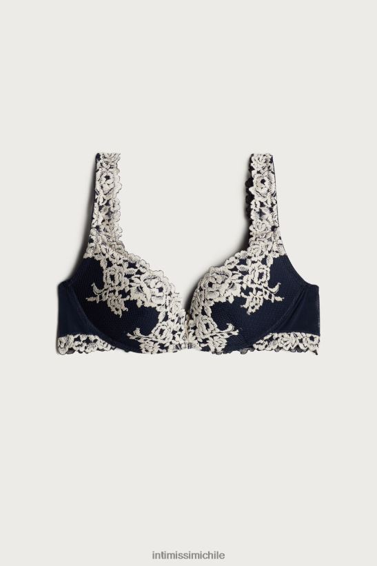 Intimissimi sujetador súper push-up gioia flores bonitas mujer 347i-azul profundo/vainilla ropa interior L4BXFJ783