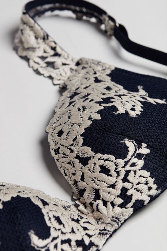 Intimissimi sujetador súper push-up gioia flores bonitas mujer 347i-azul profundo/vainilla ropa interior L4BXFJ783