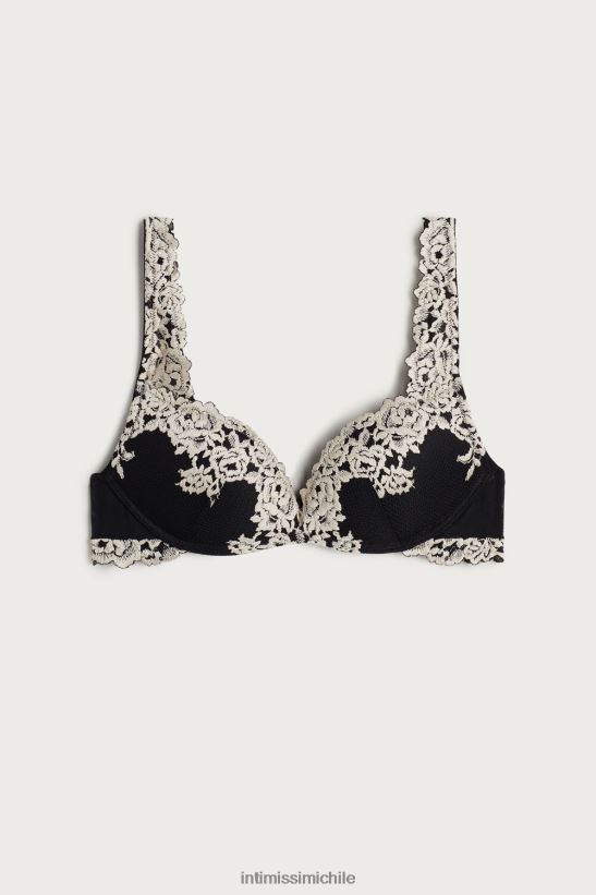 Intimissimi sujetador súper push-up gioia flores bonitas mujer 9887-negro/marfil ropa interior L4BXFJ781