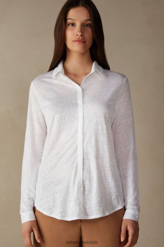 Intimissimi camisa de lino de manga larga mujer 001-blanco vestir L4BXFJ1312