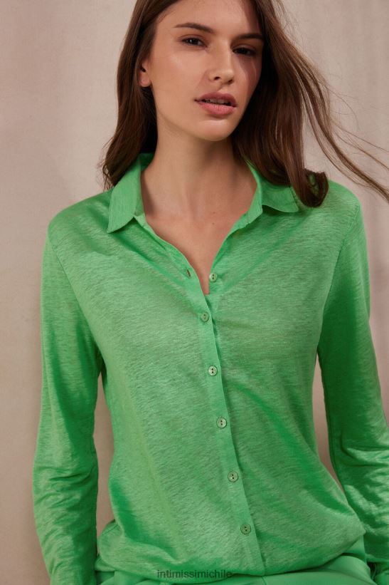 Intimissimi camisa de lino de manga larga mujer 218j-manzana menta vestir L4BXFJ1308