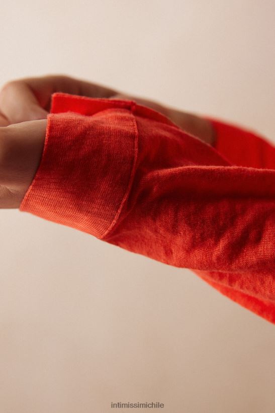 Intimissimi camisa de lino de manga larga mujer 219j-llama escarlata vestir L4BXFJ1304