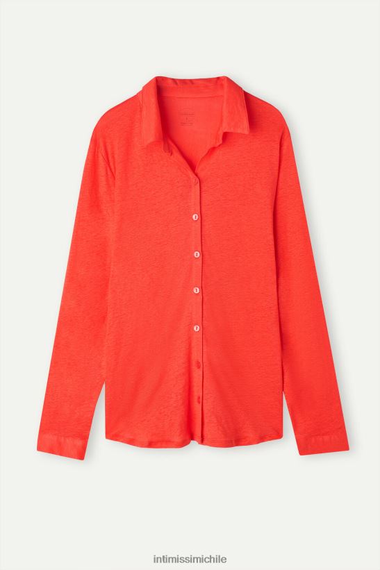 Intimissimi camisa de lino de manga larga mujer 219j-llama escarlata vestir L4BXFJ1304