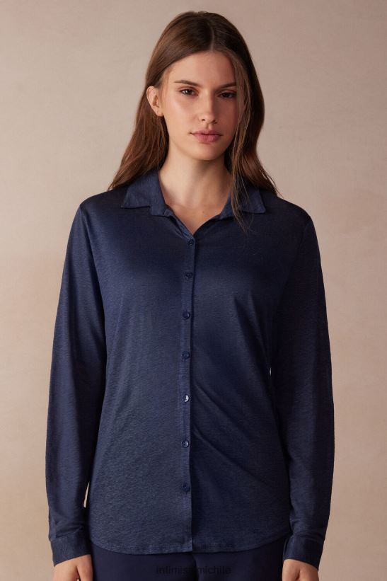 Intimissimi camisa de lino de manga larga mujer 243j-azul marinero vestir L4BXFJ1299