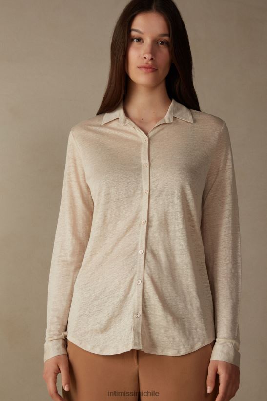 Intimissimi camisa de lino de manga larga mujer 913i-cuerda beige vestir L4BXFJ1294