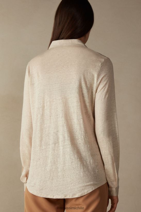 Intimissimi camisa de lino de manga larga mujer 913i-cuerda beige vestir L4BXFJ1294