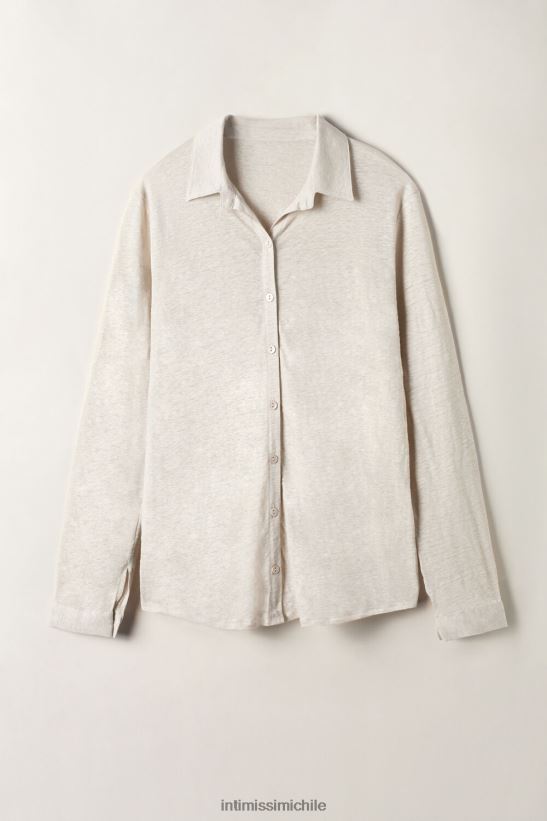 Intimissimi camisa de lino de manga larga mujer 913i-cuerda beige vestir L4BXFJ1294