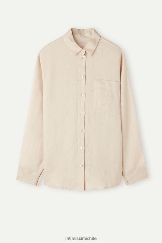 Intimissimi camisa de lino de tejido liso mujer 913i-cuerda beige vestir L4BXFJ1295
